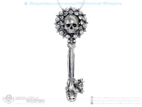 Human Skull Jewelry Pendant Necklace, Key Bone in Polished Nickel Steel