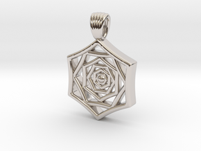 Hexaflower [pendant] in Rhodium Plated Brass