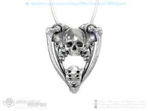Human Skull Ouija Pendant Necklace Planchette in Natural Brass