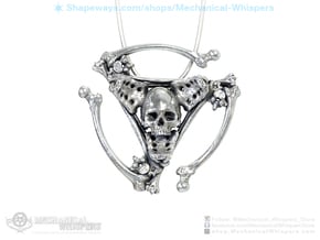 Human Skull Jewelry Pendant Necklace 45RPM Adapter in Polished Bronzed-Silver Steel