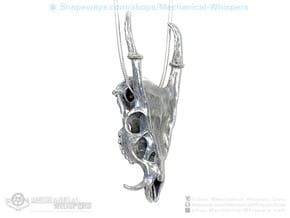 Muntjac Skull Pendant, Dragon Skull Pendant in Polished Bronzed Silver Steel