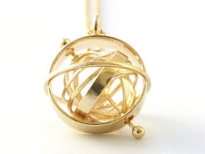 Armillary Sphere Pendant - Astronomy Jewelry in Natural Brass (Interlocking Parts)