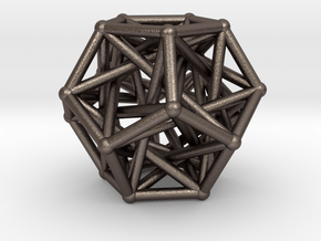 Dodecahedron & 5 tetrahedrons in Polished Bronzed Silver Steel