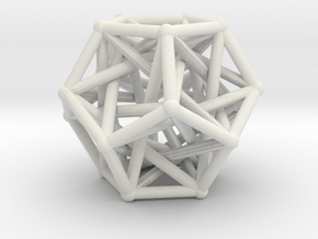 Dodecahedron & 5 tetrahedrons in White Natural Versatile Plastic