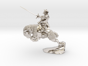Ram Knight in Rhodium Plated Brass