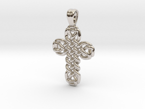 Celtic knot cross [pendant] in Rhodium Plated Brass