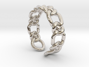 Knots - large model [open ring] in Rhodium Plated Brass