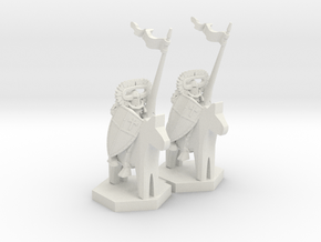 25mm Hex Base Cavalry Game Pieces in White Natural Versatile Plastic