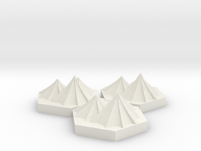 25mm Hex Base Mountain Game Pieces in White Natural Versatile Plastic