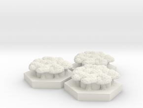 25mm Hex Base Forest Game Pieces in White Natural Versatile Plastic