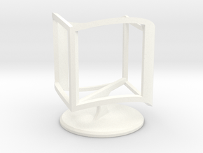 Wireframe Ambiguous Cube with Stand in White Smooth Versatile Plastic