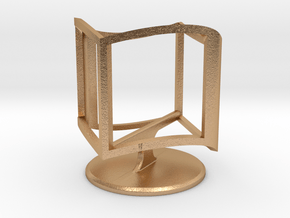 Wireframe Ambiguous Cube with Stand in Natural Bronze