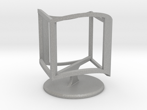 Wireframe Ambiguous Cube with Stand in Aluminum