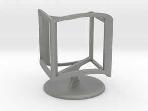 Wireframe Ambiguous Cube with Stand in Gray PA12