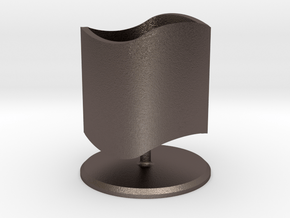 Ambiguous Cylinder with Stand (updated version) in Polished Bronzed-Silver Steel