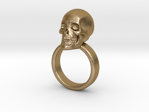 Skull Ring Size 11 in Polished Gold Steel