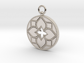 In the Style of Roberto Coin Medallion Pendant in Rhodium Plated Brass