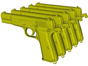 1/16 scale FN Browning Hi Power Mk I pistol Ac x 5 in Tan Fine Detail Plastic