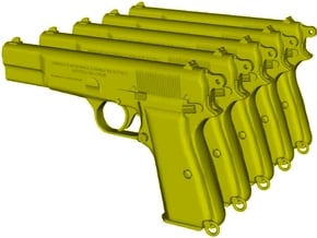 1/16 scale FN Browning Hi Power Mk I pistol Ad x 5 in Tan Fine Detail Plastic