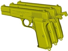 1/15 scale FN Browning Hi Power Mk I pistol Ac x 3 in Tan Fine Detail Plastic