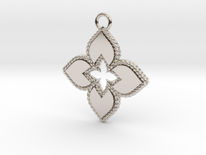 In the Style of Roberto Coin Clover Pendant in Rhodium Plated Brass