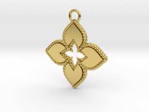 In the Style of Roberto Coin Clover Pendant in Polished Brass