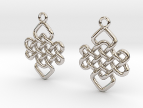 Flat knot [earrings] in Rhodium Plated Brass