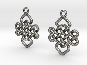 Flat knot [earrings] in Polished Silver