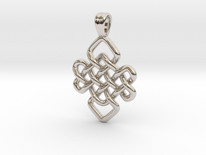 Flat knot [pendant] in Rhodium Plated Brass
