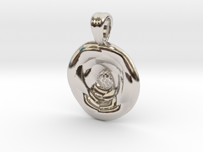 Flower [pendant] in Rhodium Plated Brass