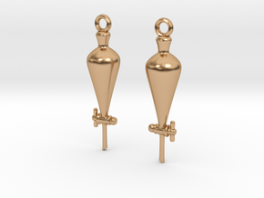 Separatory Funnel Earrings - Chemistry Jewelry in Polished Bronze