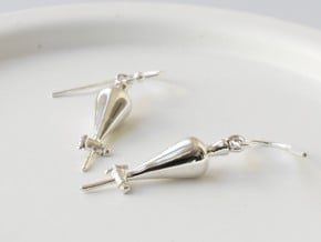Separatory Funnel Earrings - Chemistry Jewelry in Polished Silver