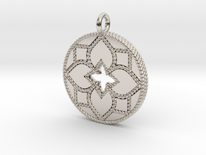 In the Style of Roberto Coin Medallian Pendant 2 in Rhodium Plated Brass