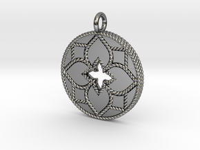 In the Style of Roberto Coin Medallian Pendant 2 in Fine Detail Polished Silver