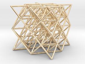 64 tetrahedrons, thin round struts, 3 cm in 14K Yellow Gold