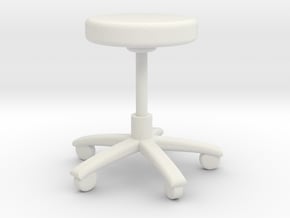 Miniature "Rolling" Stool (Doctors office) in White Natural Versatile Plastic
