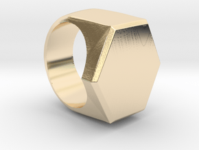 Hex ring in 14k Gold Plated Brass