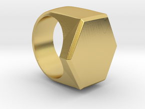 Hex ring in Polished Brass