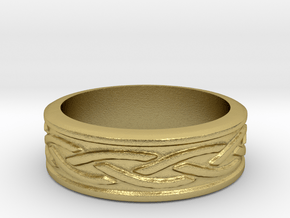 Viking patterned ring 1 in Natural Brass