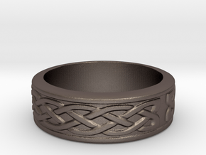 Viking patterned ring  in Polished Bronzed-Silver Steel