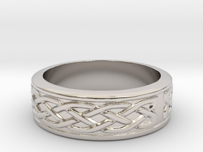 Viking patterned ring  in Rhodium Plated Brass