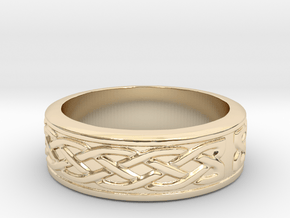 Viking patterned ring  in 14K Yellow Gold