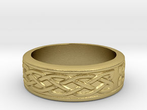 Viking patterned ring  in Natural Brass