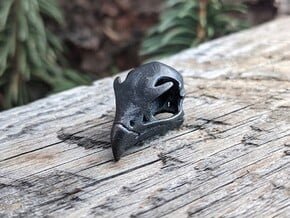 Peregrine Falcon Skull Pendant in Polished and Bronzed Black Steel