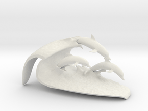 Porpoise wave (small / 2" tall) in White Natural Versatile Plastic: Small