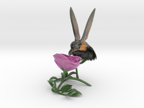 Hummingbird And Rose (4" tall) in Glossy Full Color Sandstone: Small