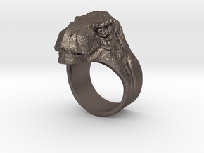 T-Rex ring in Polished Bronzed-Silver Steel