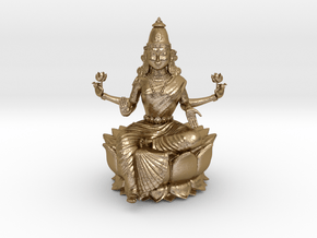 Goddess Maha Lakshmi in Polished Gold Steel