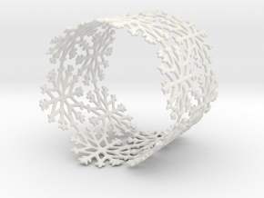 Snowflake Tea Light Ring (bigger) in White Natural Versatile Plastic