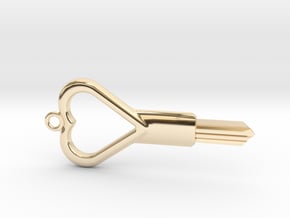 ABUS Pad Lock Key Blank - Heart Design in 14k Gold Plated Brass
